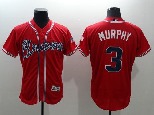 Braves #3 Dale Murphy Red Flexbase Authentic Collection Stitched MLB Jersey - Click Image to Close